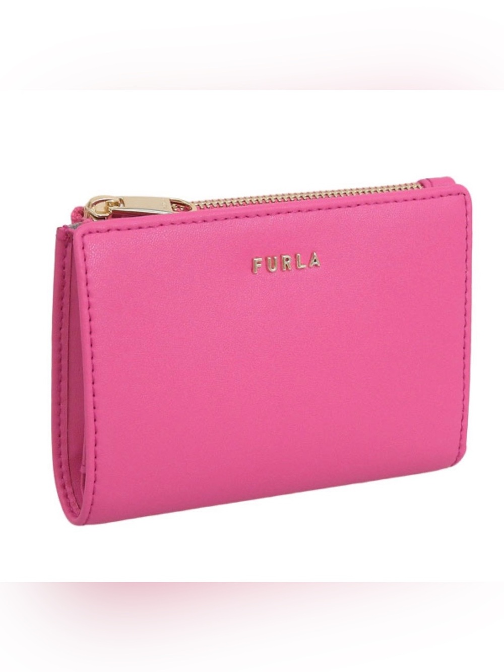 NWOT Furla Classic Bi-fold Zip Wallet in Vitello Sidney Power Pink